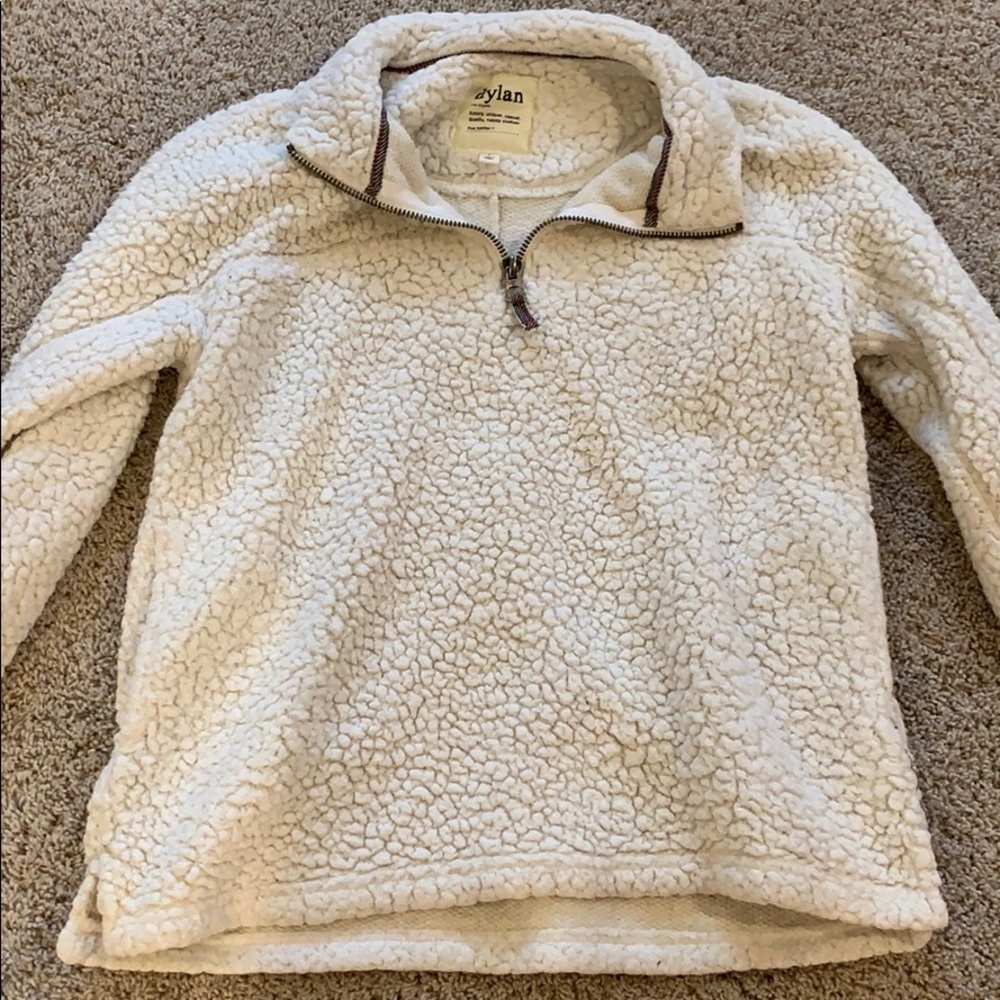 Dylan by True Grit Pebble Pullover 1/4 ZIP White